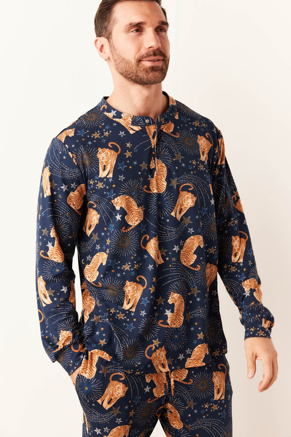 Adam Cloud Jersey Henley Set in Cosmic Jungle