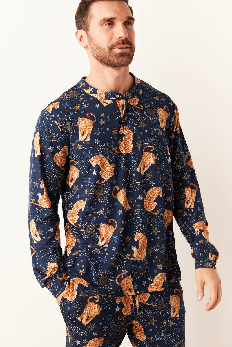 Adam Cloud Jersey Henley Set in Cosmic Jungle