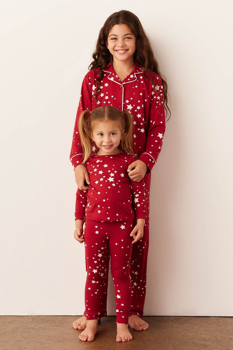 Alex Cloud Jersey Tween PJ Set in Red Stars