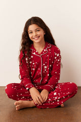 Alex Cloud Jersey Tween PJ Set in Red Stars