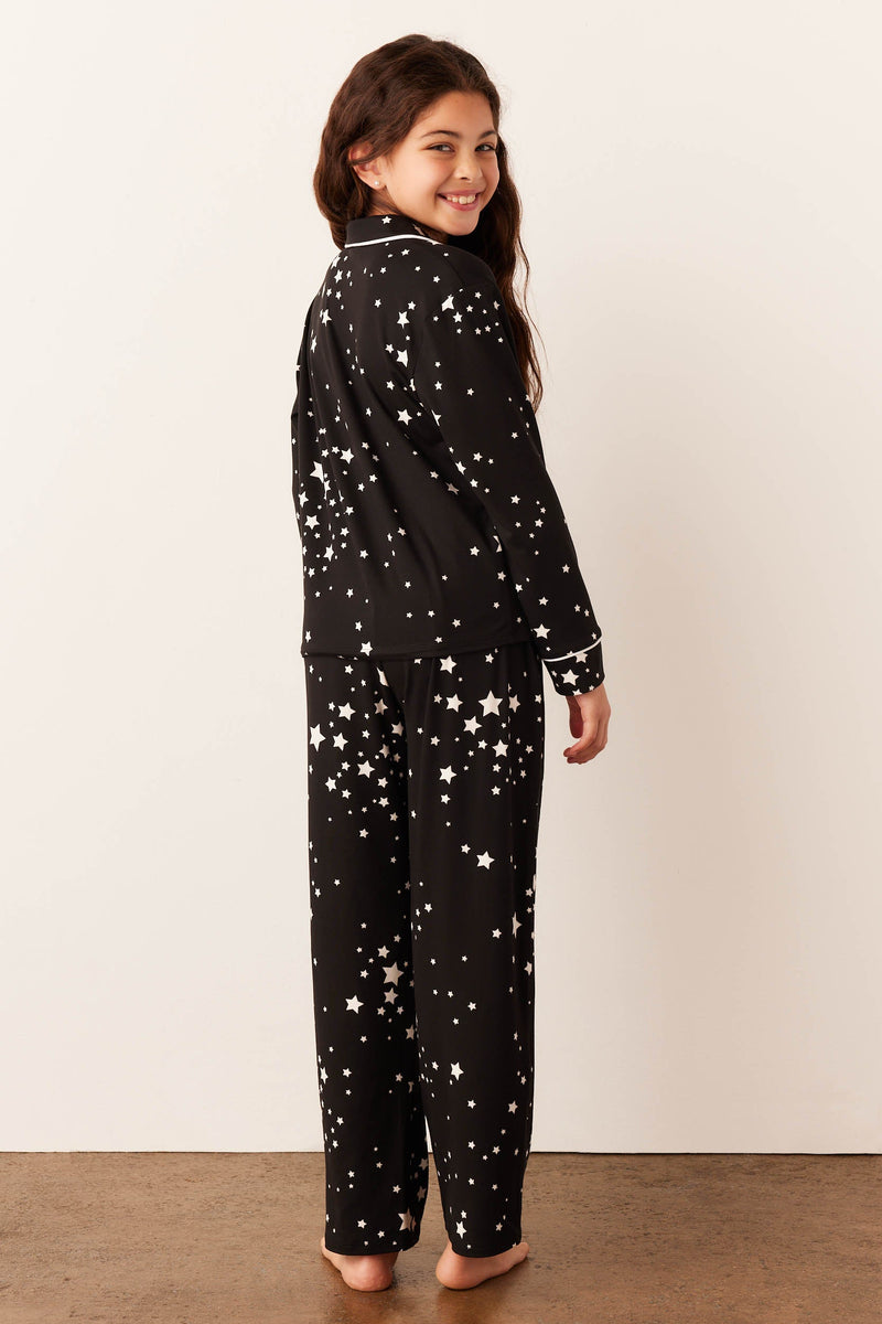 Alex Cloud Jersey Tween PJ Set in Black Stars