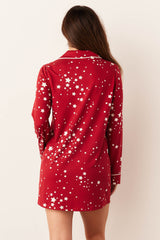 Kara Cloud Jersey Boyfriend Shirt in Red Stars