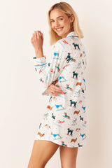 Kara Cloud Jersey Boyfriend Shirt in Aprés Pups