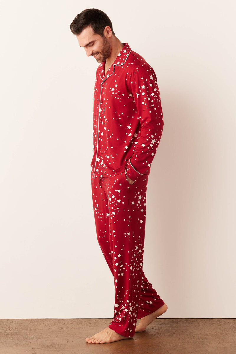 Noah Cloud Jersey PJ Set in Red Stars