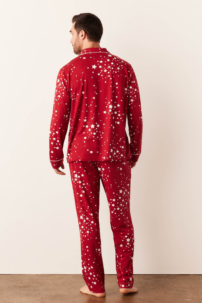 Noah Cloud Jersey PJ Set in Red Stars