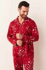 Noah Cloud Jersey PJ Set in Red Stars