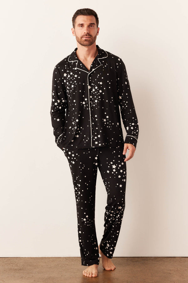 Noah Cloud Jersey PJ Set in Black Stars