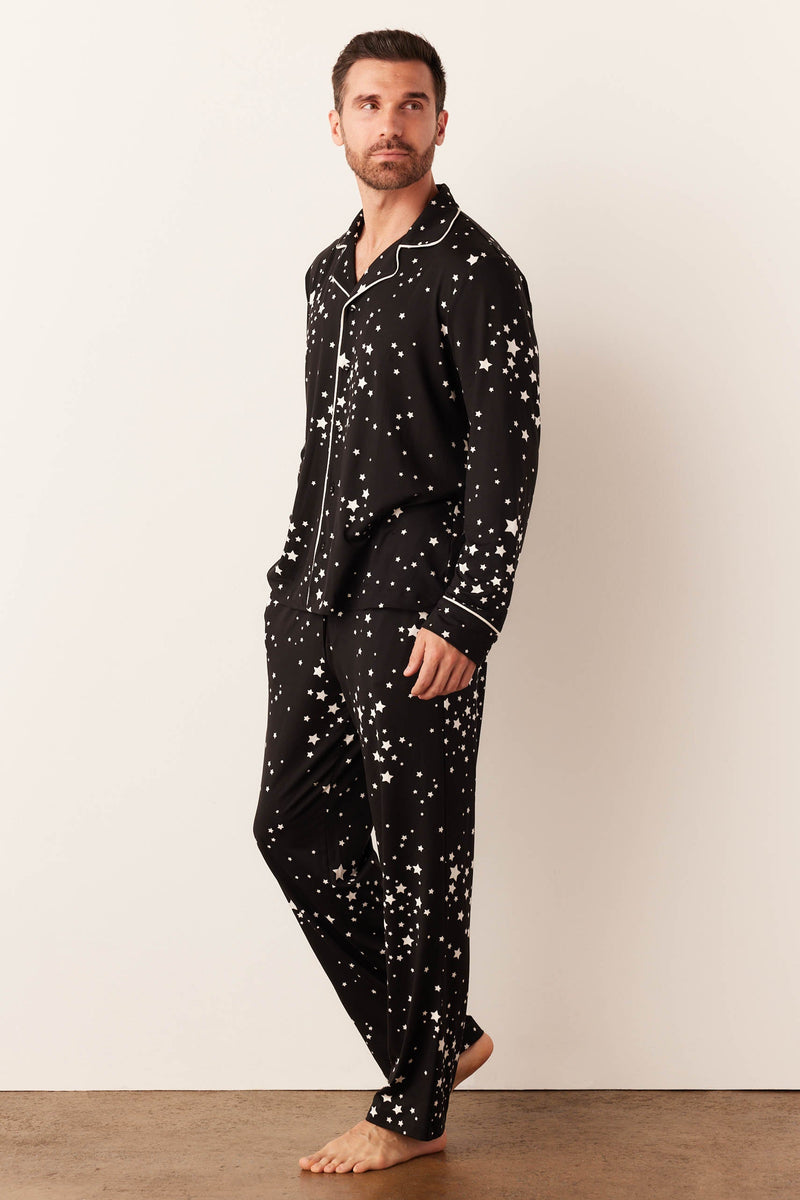 Noah Cloud Jersey PJ Set in Black Stars