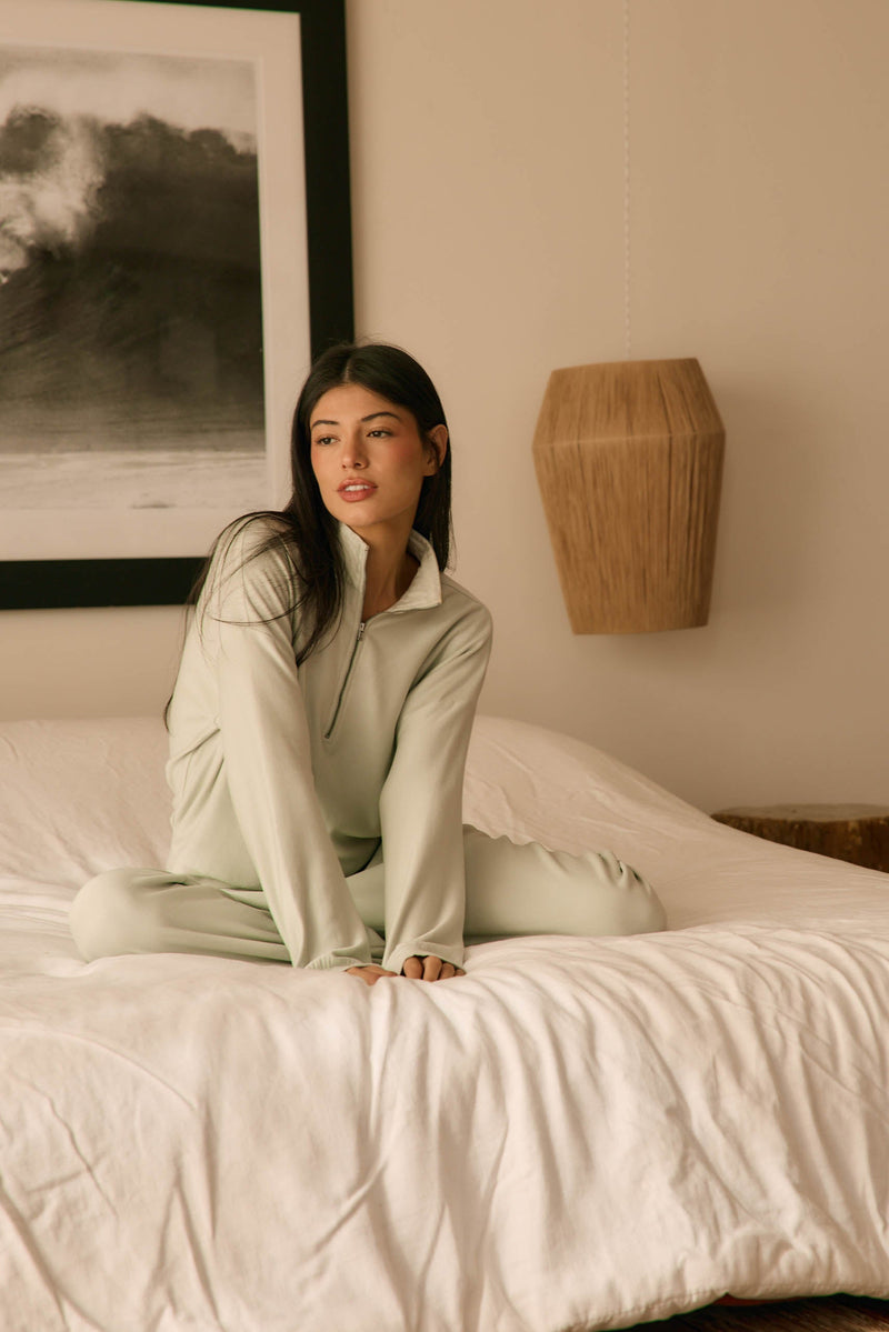 Felicia Cloud Fleece Half Zip in Mist