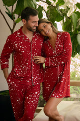 Kara Cloud Jersey Boyfriend Shirt in Red Stars