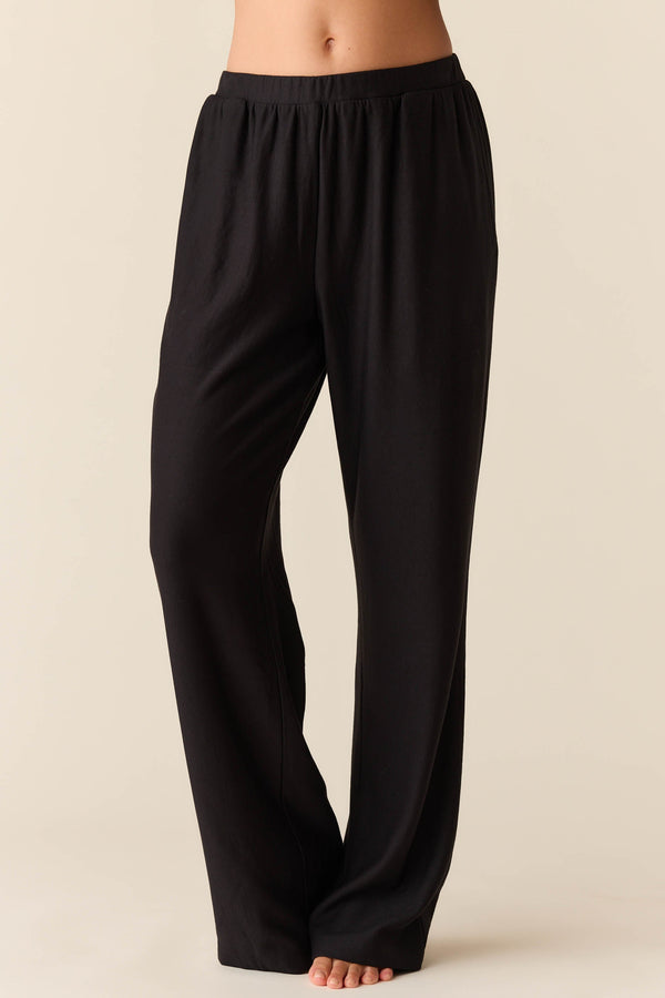 Sofia Cloud Fleece Wide Leg in Noire