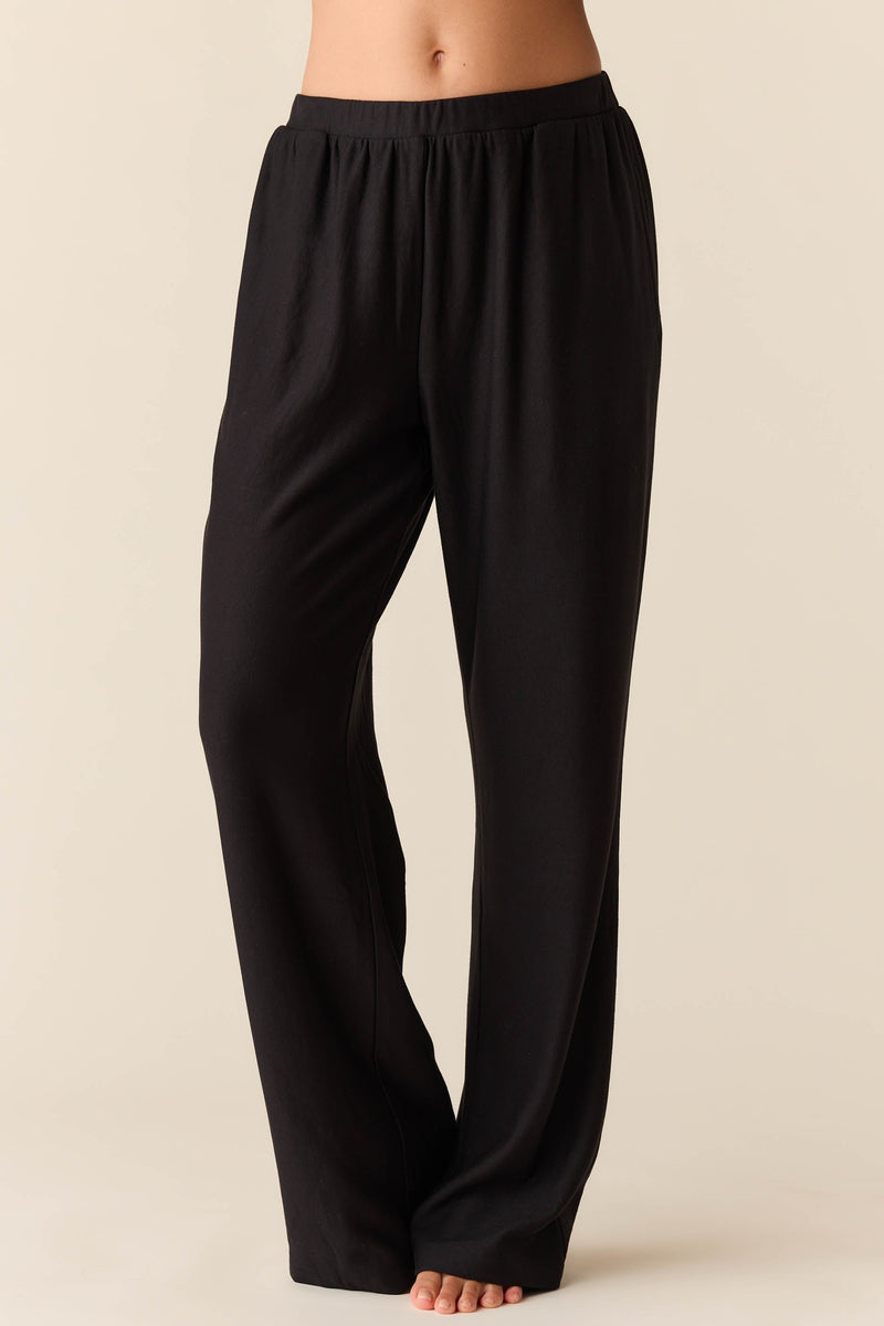 Sofia Cloud Fleece Wide Leg in Noire