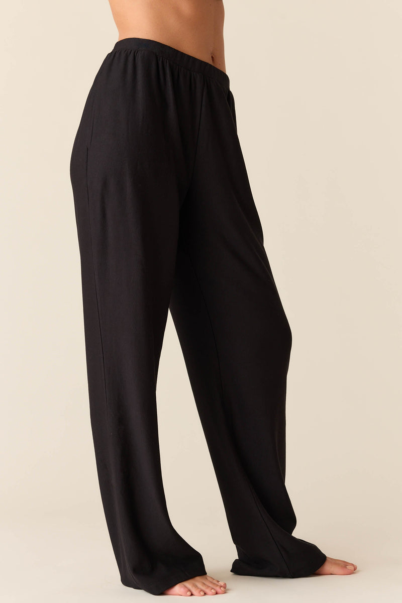 Sofia Cloud Fleece Wide Leg in Noire