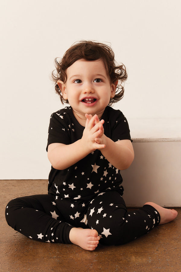 Viv Cloud Jersey Kids Set in Black Stars