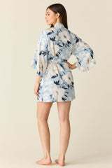 Adriana Luxe Satin Short Kimono in Gardenia