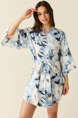 Adriana Luxe Satin Short Kimono in Gardenia