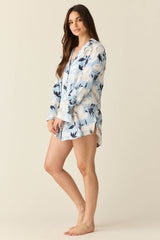 Daniela Luxe Satin Boyfriend Shirt in Gardenia