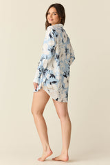 Daniela Luxe Satin Boyfriend Shirt in Gardenia