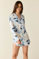 Daniela Luxe Satin Boyfriend Shirt in Gardenia