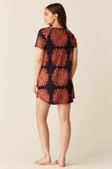 Nikki Summer Jersey Henley Dress in Desert Bloom