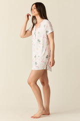 Nikki Summer Jersey Henley Dress in Mermaids