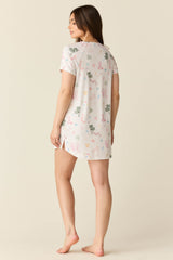 Nikki Summer Jersey Henley Dress in Mermaids