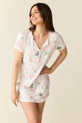 Nikki Summer Jersey Henley Dress in Mermaids