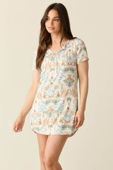 Nikki Summer Jersey Henley Dress in Oasis