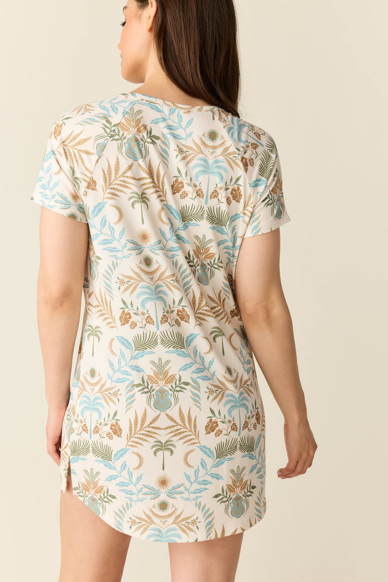 Nikki Summer Jersey Henley Dress in Oasis