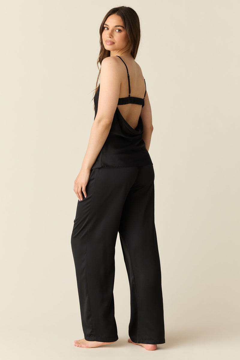 Sienna Luxe Satin Cami Set in Black