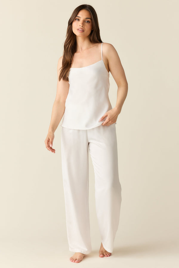 Sienna Luxe Satin Cami Set in Blanc