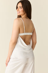 Sienna Luxe Satin Cami Set in Blanc