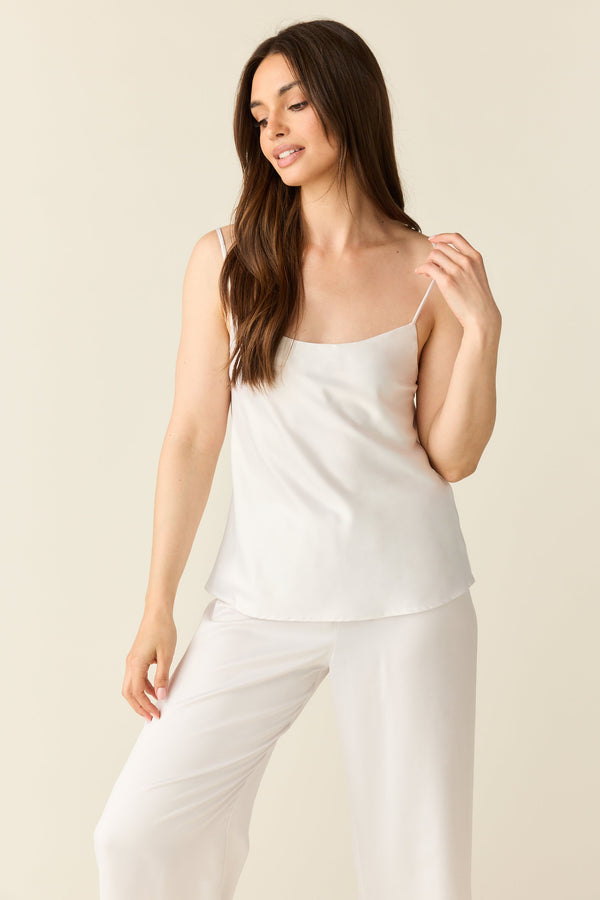 Sienna Luxe Satin Cami Set in Blanc