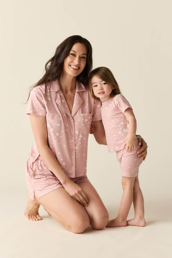 Wyatt Summer Jersey Kids Set in Blush Stars
